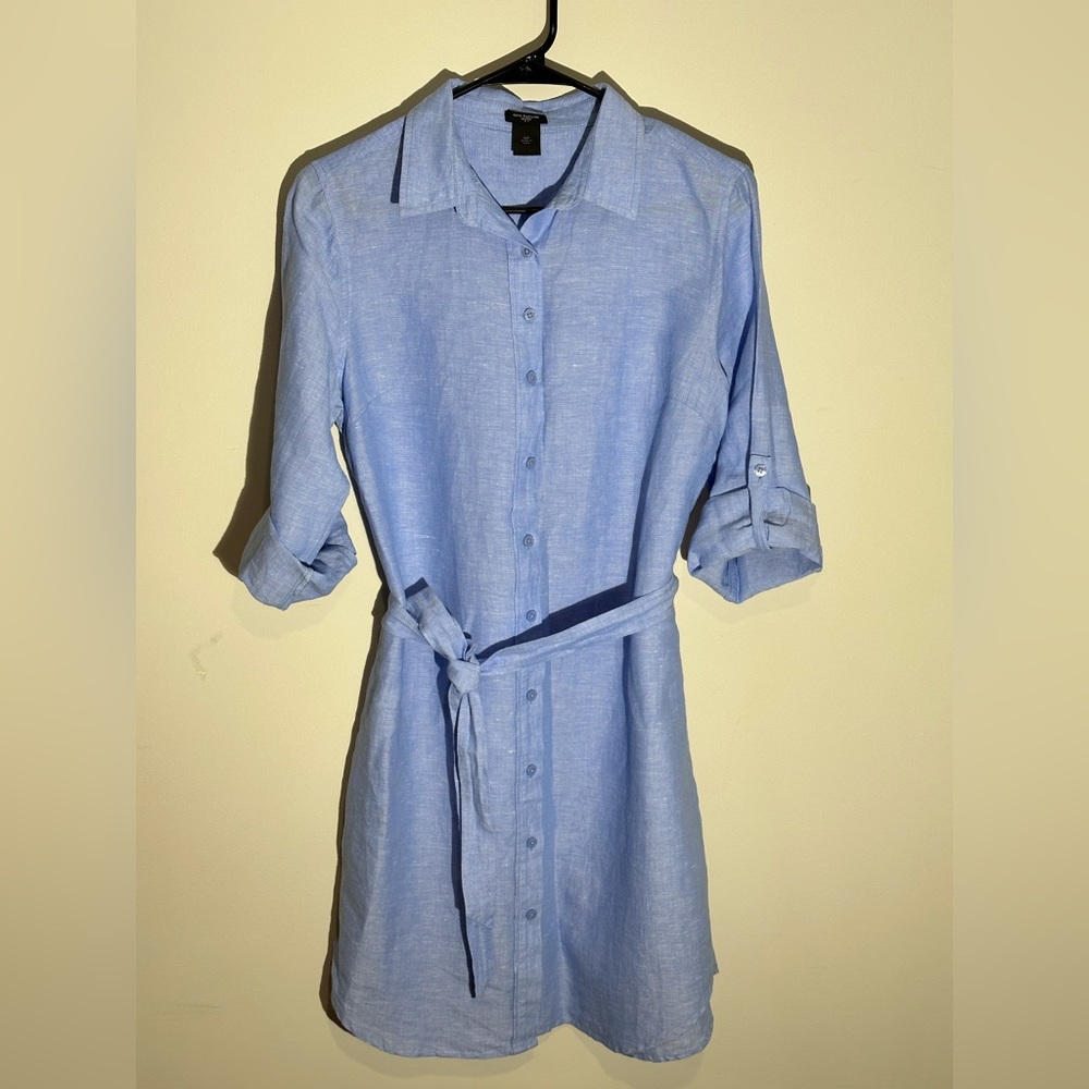 NWOT Ann Taylor Factory Light Blue Button-Up Shirt Dress P10